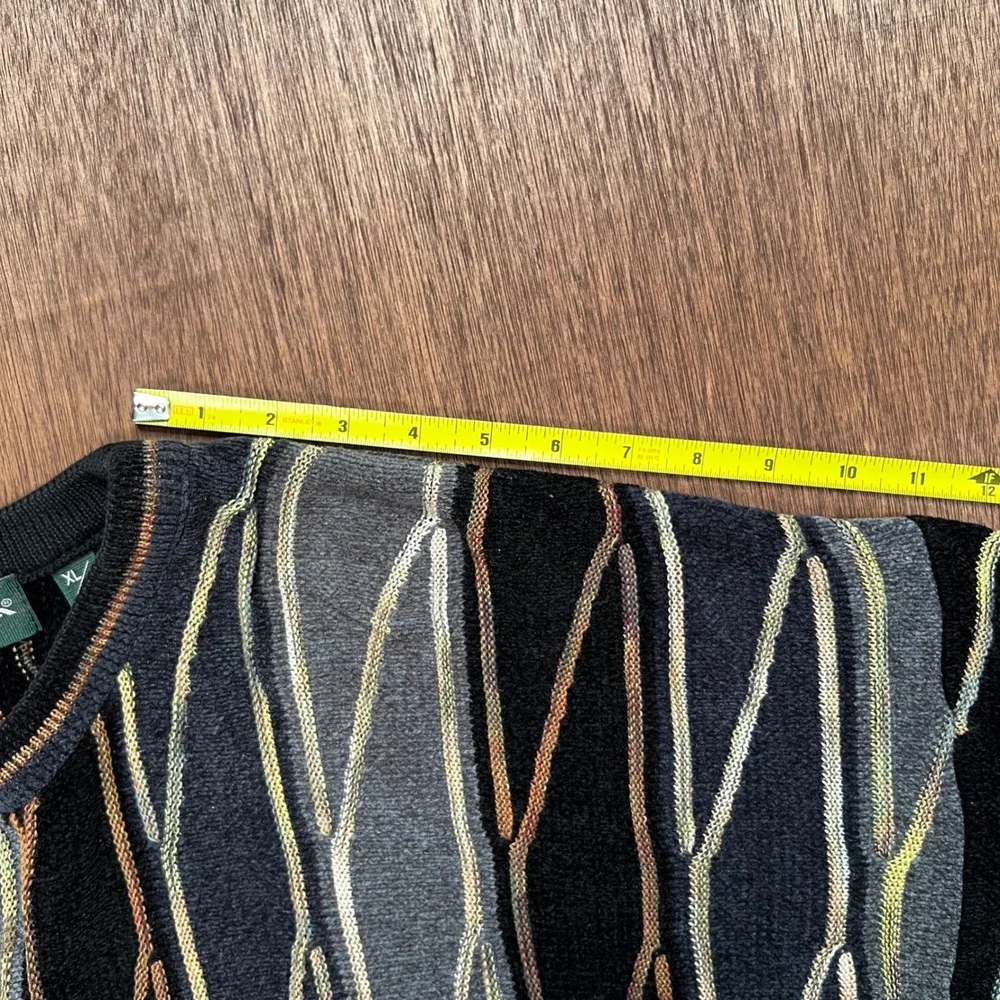 Tundra Canada 3D Knit Sweater XL Multi Color Cropped Raw Hem Coogi Style - Picture 6 of 10